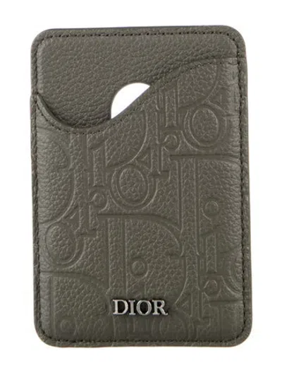 Pre-owned Dior 2024 Leather Card Holder In Green