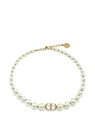 Pre-owned Dior 30 Montaigne Cd Logo Necklace In Gold