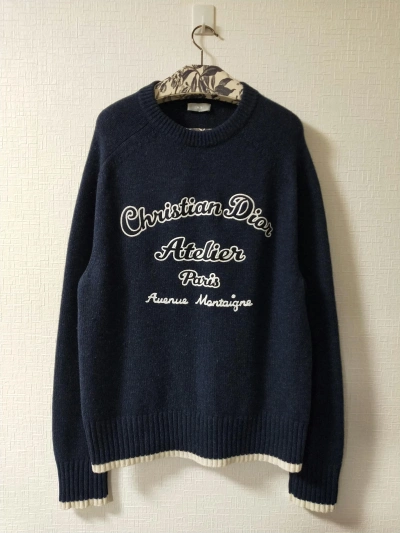 Pre-owned Dior Atelier Crew Knit Sweater In Navy