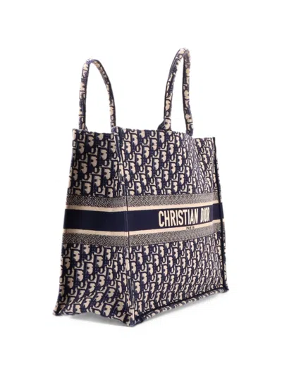 Pre-owned Dior Book Oblique Canvas Large Tote Bag In Blue