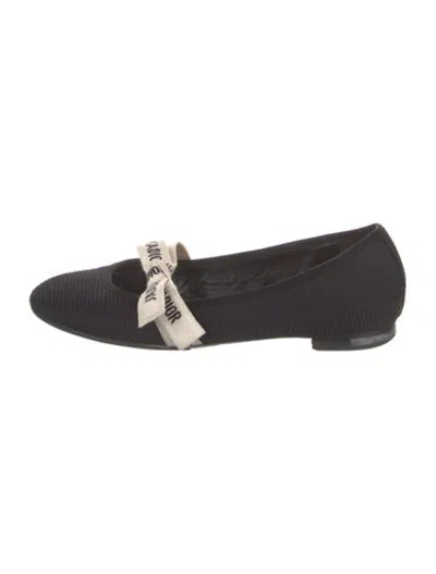 Pre-owned Dior Bow Accents Ballet Flats In Black