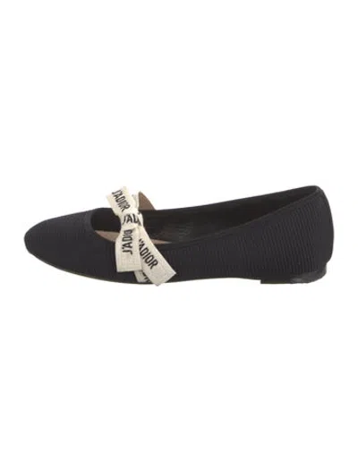 Pre-owned Dior Bow Accents Ballet Flats In Black