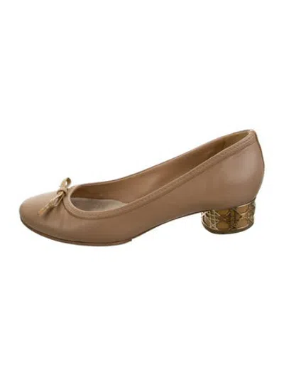 Pre-owned Dior Cannage Pattern Leather Ballet Flats In Neutrals