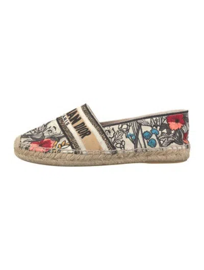Pre-owned Dior Canvas Floral Print Espadrilles In Black/neutrals