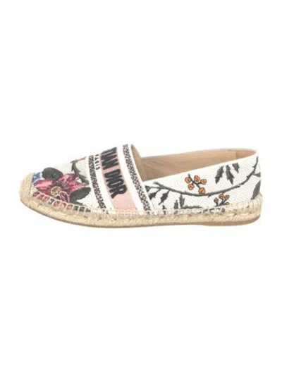 Pre-owned Dior Canvas Floral Print Espadrilles In Pink/white