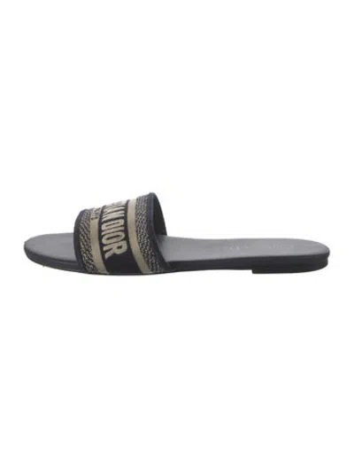 Pre-owned Dior Canvas Graphic Print Slides In Blue