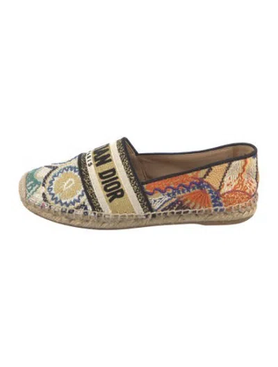Pre-owned Dior Canvas Patterned Espadrilles In Neutrals