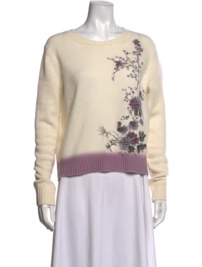 Pre-owned Dior Cashmere Floral Print Sweater In Neutrals