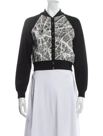 Pre-owned Dior Cashmere Graphic Print Bomber Jacket In Black