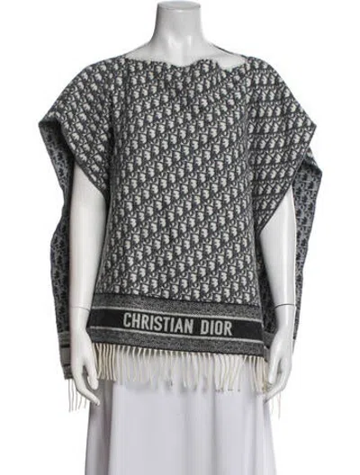 Pre-owned Dior Cashmere Patterned Sweater In White
