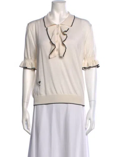 Pre-owned Dior Cashmere Short Sleeve Polo In White