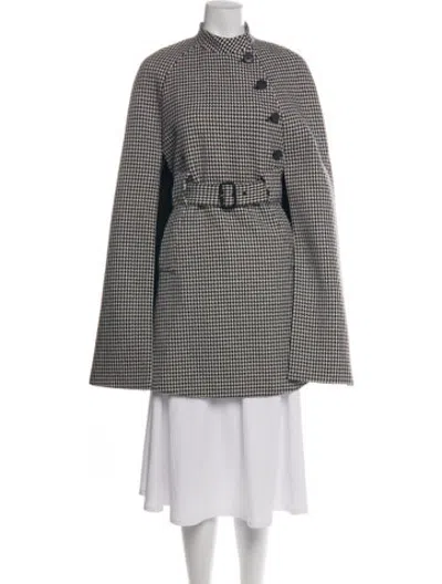 Pre-owned Dior Cashwool Houndstooth Print Cape In Black