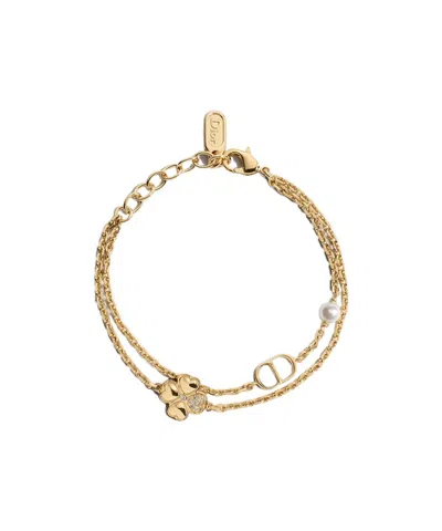 Dior Cd Pearly Clover Double Bracelet In Gold