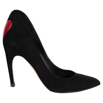 Pre-owned Dior Christian  2017 Amour Heart Suede Pumps Black 38
