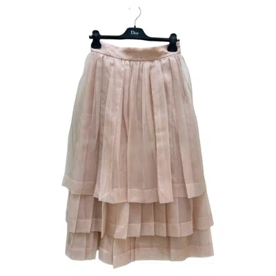 Pre-owned Dior Christian  Blush Pink Pleated Silk Skirt Sz.40