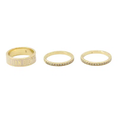 Pre-owned Dior Christian  Gold Pink Lacquer Metal Band Ring () In Gold, Pink