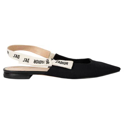 Pre-owned Dior Christian  J'a Technical Fabric Slingback Flats Black 38