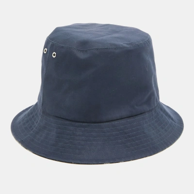 Pre-owned Dior Christian  Oblique Reversible Teddy-d Brim Bucket Hat In Navy Blue