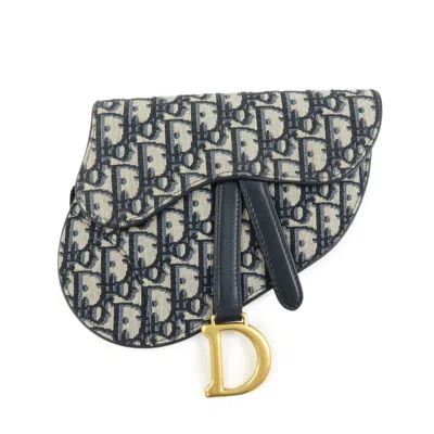 Pre-owned Dior Christian  Saddle Belt Oblique Canvas Navy Canvas Handbag ()