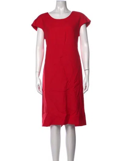 Pre-owned Dior Crew Neck Midi Length Dress In Red