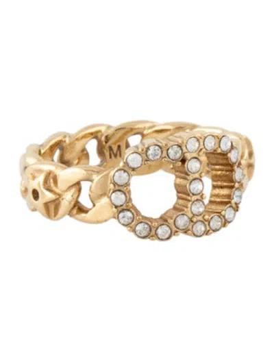 Pre-owned Dior Crystal Clair D Lune Cd Ring In Clear