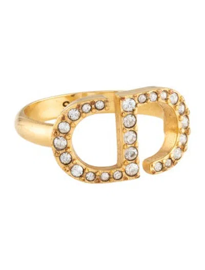 Pre-owned Dior Crystal Petit Cd Cocktail Ring In Multicolor