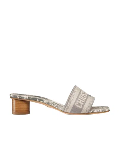 Dior Dway Heeled Slide In Gray