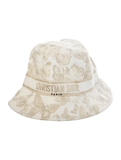 Pre-owned Dior Embroidered Canvas Bucket Hat In Metallic/neutrals