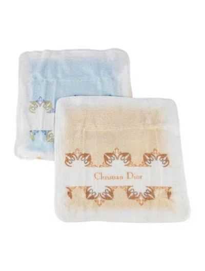 Pre-owned Dior Embroidered Hand Towel Set In White