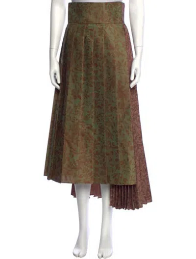 Pre-owned Dior Floral Print Midi Length Skirt In Green