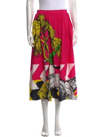 Pre-owned Dior Graphic Print Midi Length Skirt In Pink