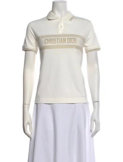 Pre-owned Dior Graphic Print Short Sleeve Polo In Neutrals