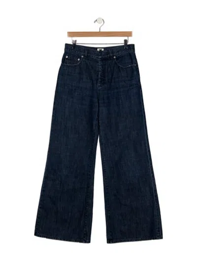 Pre-owned Dior High-rise Wide Leg Jeans In Blue