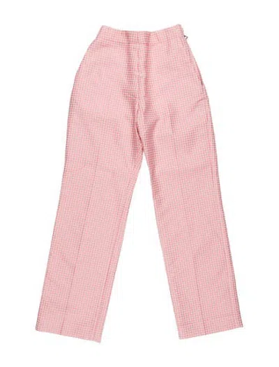 Pre-owned Dior Houndstooth Print Straight Leg Pants In Pink