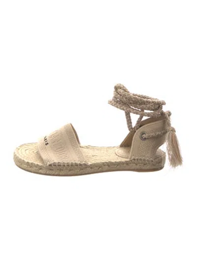 Pre-owned Dior Jute Graphic Print Espadrilles In Neutrals