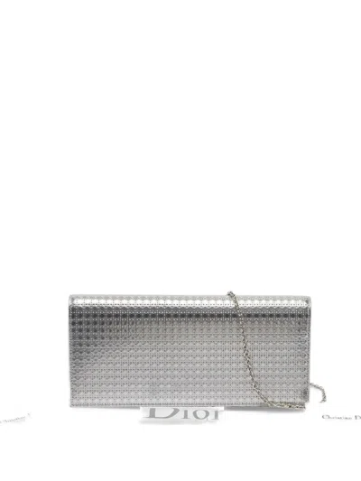 Pre-owned Dior Lady  Microcannage Clutch Bag In Silver