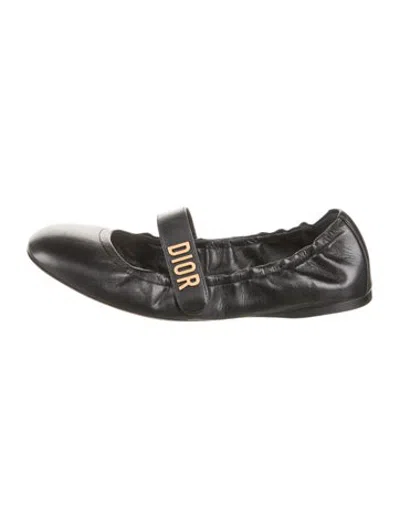 Pre-owned Dior Leather Ballet Flats In Black