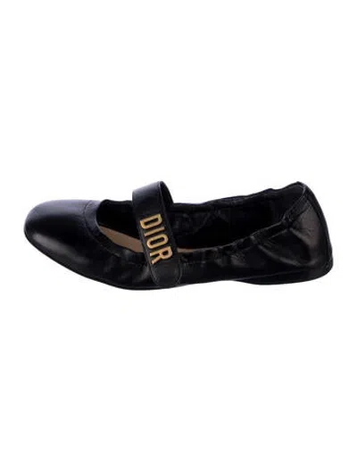 Pre-owned Dior Leather Ballet Flats In Black/blue