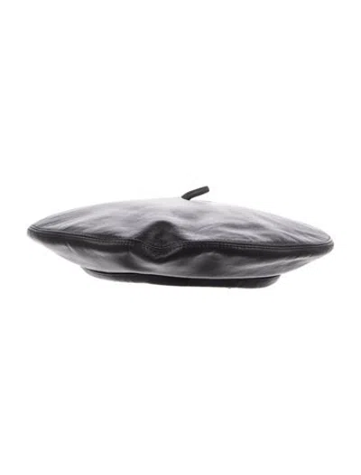 Pre-owned Dior Leather Beret Hat In Black