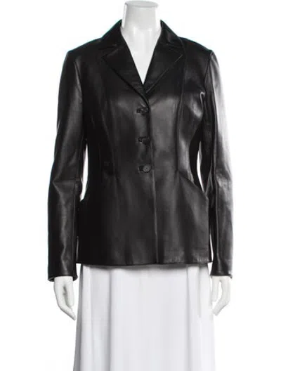 Pre-owned Dior Leather Blazer In Black