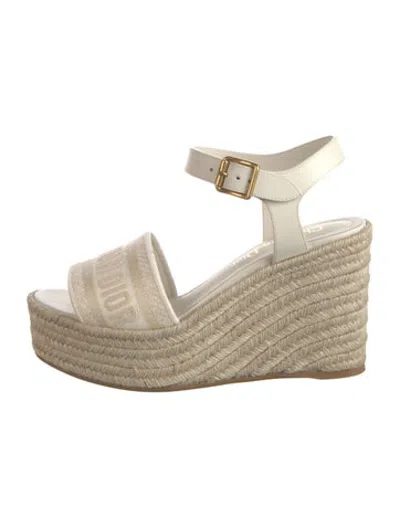 Pre-owned Dior Leather Graphic Print Espadrilles In Neutrals