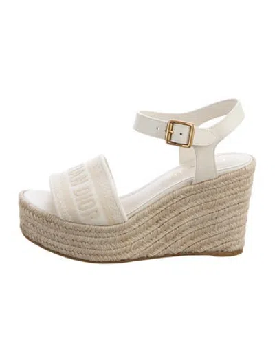 Pre-owned Dior Leather Graphic Print Espadrilles In Neutrals