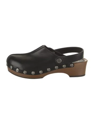 Pre-owned Dior Leather Studded Accents Mules In Black