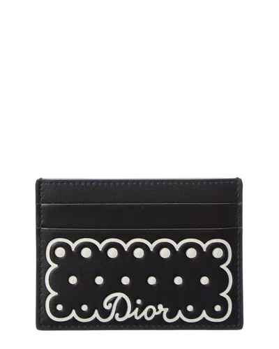 Dior Line Small Leather Card Holder In Black