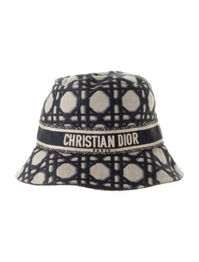 Pre-owned Dior Macrocannage Bucket Hat In Blue