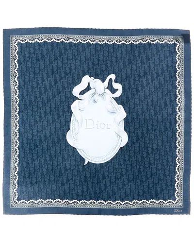 Dior Medallion Silk Scarf In Blue