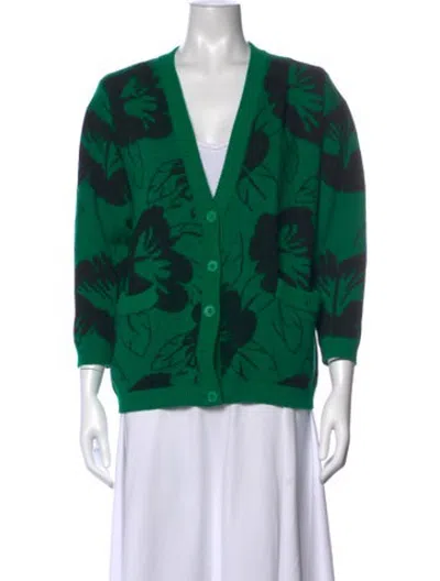 Pre-owned Dior Merino Wool Floral Print Sweater In Green