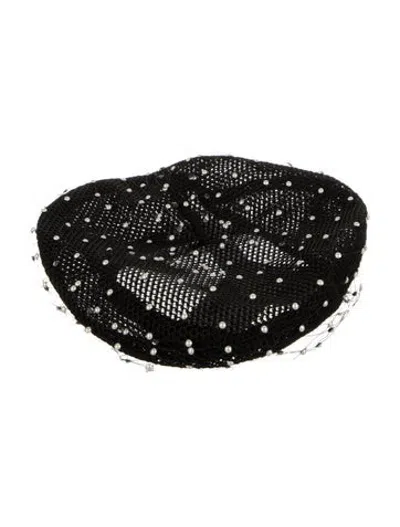 Pre-owned Dior Mesh Beret Hat W/tags In Black