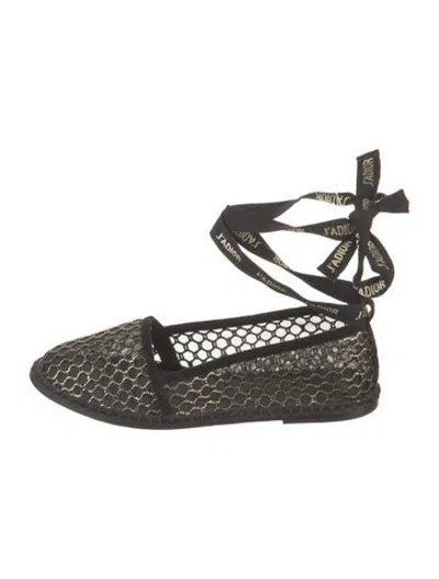 Pre-owned Dior Mesh Patterned Espadrilles In Black