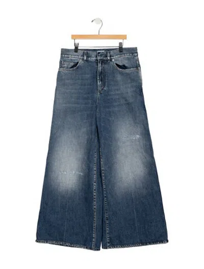 Pre-owned Dior Mid-rise Wide Leg Jeans In Blue